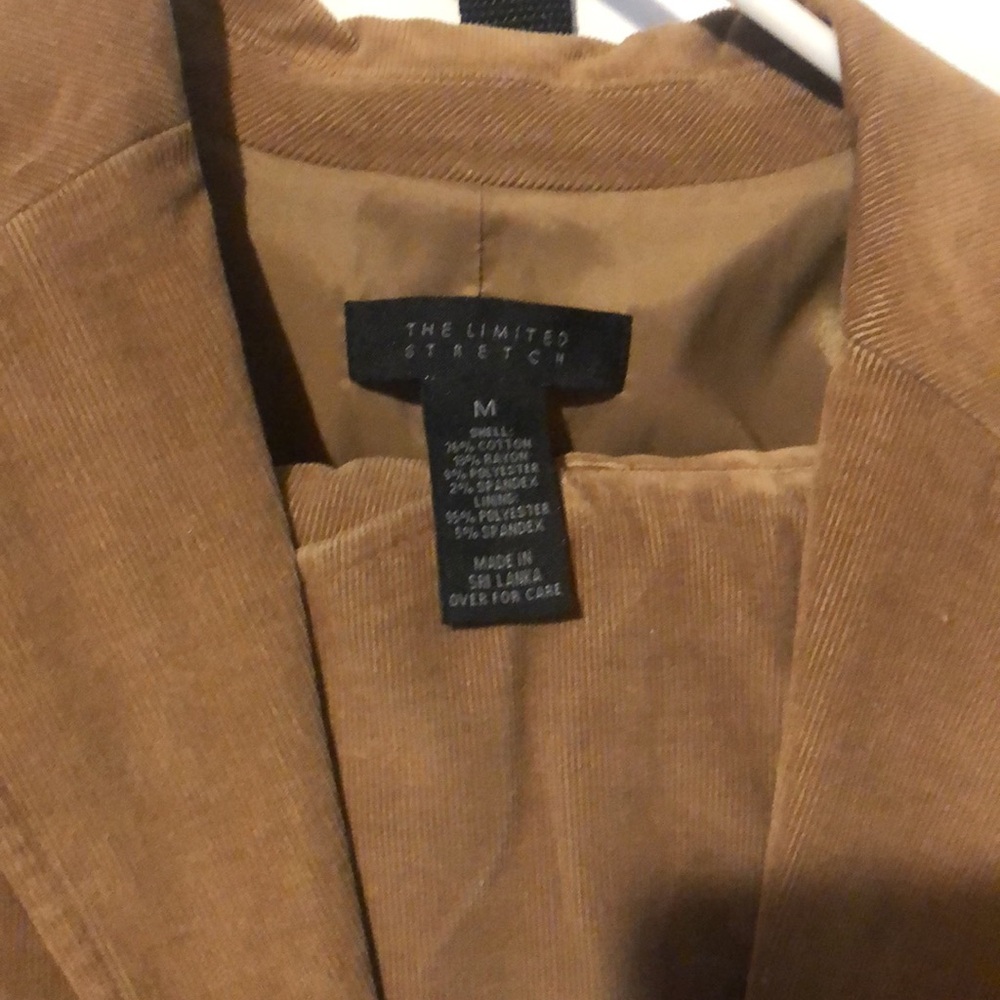 Limited tan corduroy pant suit set Womens medium jacket, pants 12 small whale - Picture 2 of 6